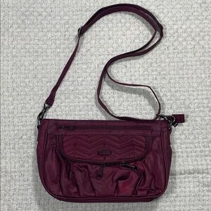 Lug MAMBO Crossbody Bag Wine Nylon Pockets Lightweight Adjustable Shoulder Bag